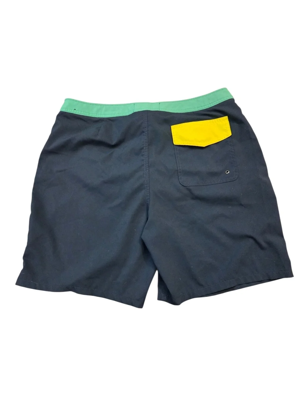 Abercrombie & Fitch Navy Stretch Board Shorts w/ Teal & Yellow Accents - Size 34